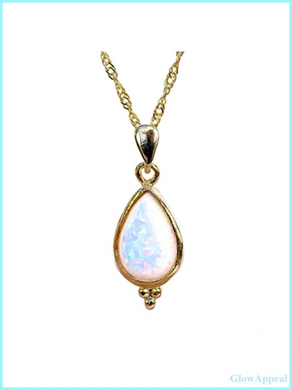 Opal Gold Plated Necklace Teardrop Pendant October Birthstone Gift